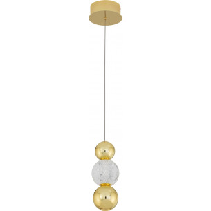 Conti LED 14cm transparent&amp;gold glamour ball pendant lamp