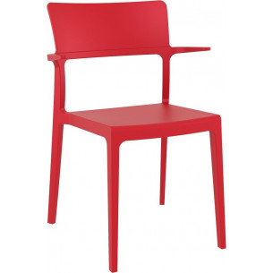 Plus red plastic chair with armrests Siesta