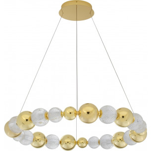 Conti LED 94cm transparent&amp;gold glamour round pendant lamp