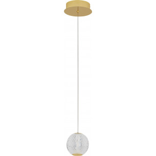 Jewels LED 12cm transparent&amp;gold glamour glass ball pendant lamp