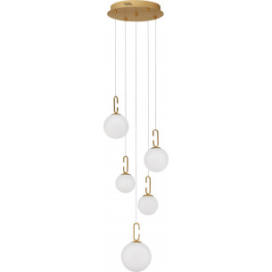 Grap LED V white&amp;gold glamour glass balls pendant lamp