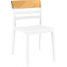 Stylowe Krzesło z tworzywa Moon Biały z bursztynowym przeźroczystym Siesta do salonu i jadalni.