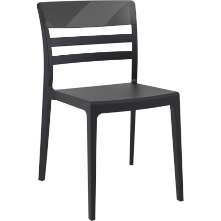 Stylowe Krzesło z tworzywa Moon Czarny z czarnym przeźroczystym Siesta do salonu i jadalni.