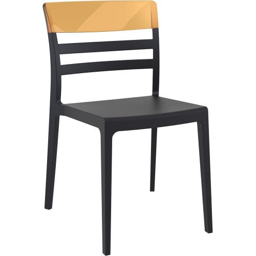 Stylowe Krzesło z tworzywa Moon Czarny z bursztynowym przeźroczystym Siesta do salonu i jadalni.