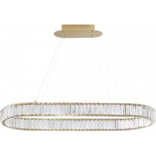 Queen LED 92cm transparent&amp;gold glamour crystal pendant light