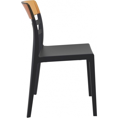 Stylowe Krzesło z tworzywa Moon Czarny z bursztynowym przeźroczystym Siesta do salonu i jadalni.