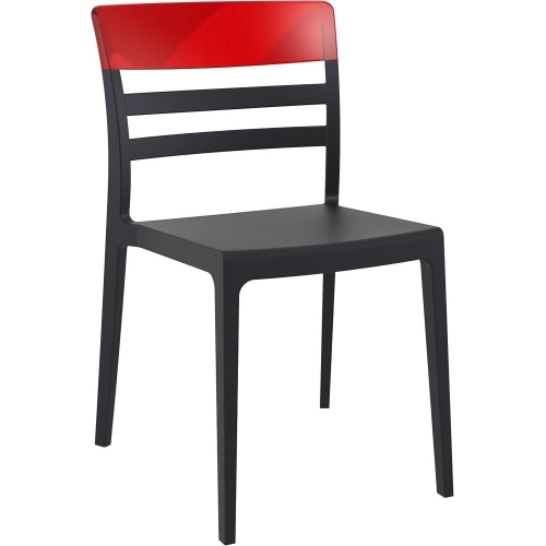 Moon black&amp;red transparent polypropylene chair Siesta