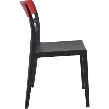 Stylowe Krzesło z tworzywa Moon Czarny z czerwonym przeźroczystym Siesta do salonu i jadalni.