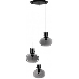 Lampa wisząca szklana retro Bulgy III 30cm szkło dymione