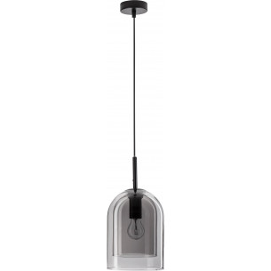 Duo 18cm smoked glass retro glass pendant lamp