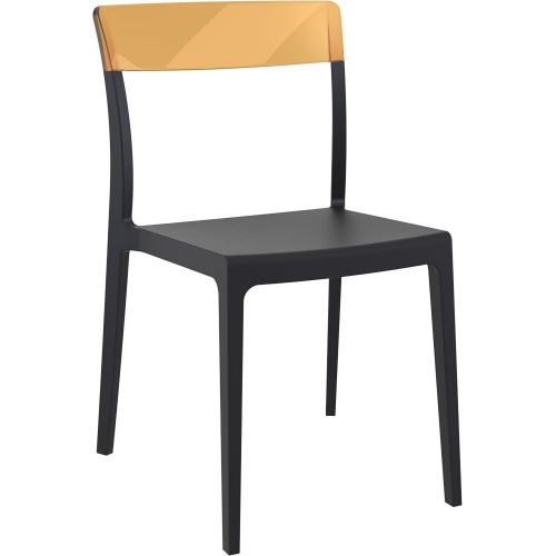 Stylowe Krzesło z tworzywa Flash Czarny z bursztynowym przeźroczystym Siesta do salonu i jadalni.