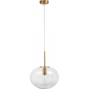 Lampa wisząca szklana kula retro Lenart 28cm przeźroczysty/mosiądz