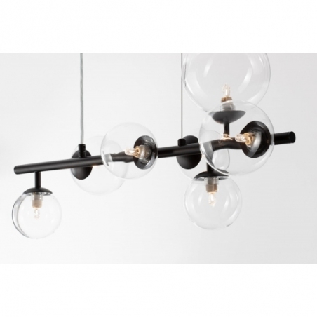 Lampy modern. Elegancka Lampa wisząca designerska szklane kule Nerro Long 65cm przeźroczysty/czarny nad stół