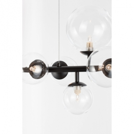 Lampy modern. Elegancka Lampa wisząca designerska szklane kule Nerro Long 65cm przeźroczysty/czarny nad stół