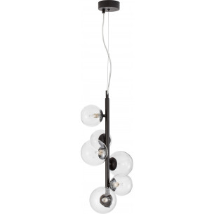 Lampy modern. Elegancka Lampa wisząca designerska szklane kule Nerro 28cm przeźroczysty/czarny do salonu i kuchni