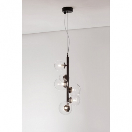 Lampy modern. Elegancka Lampa wisząca designerska szklane kule Nerro 28cm przeźroczysty/czarny do salonu i kuchni