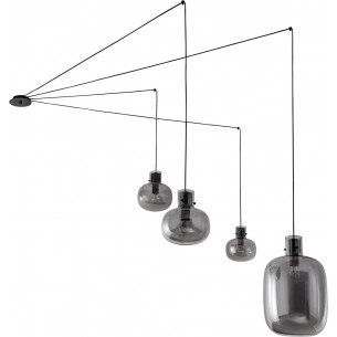 Bulgy IV smoked glass retro pendant lamp