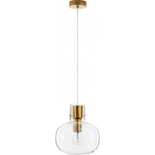 Bulgy 22cm clear&amp;brass retro glass pendant lamp