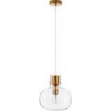 Bulgy 22cm clear&amp;brass retro glass pendant lamp