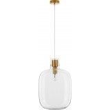 Bulgy 30cm clear&amp;brass retro glass pendant lamp