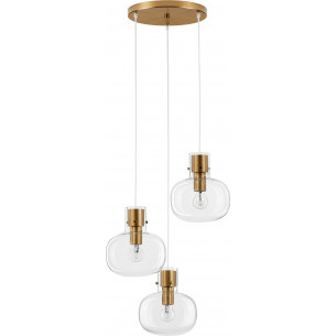 Bulgy III 30cm clear&amp;brass retro glass pendant lamp