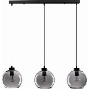 Retro Tempo 84cm smoked glass pendant lamp with 3 spheres