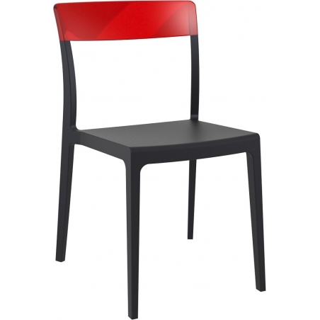 Stylowe Krzesło z tworzywa Flash Czarny z czerwonym przeźroczystym Siesta do salonu i jadalni.