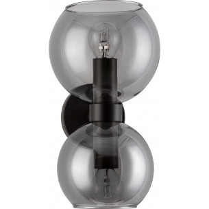 Tempo smoked glass retro wall lamp with 2 glass spheres