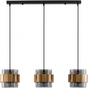 Nanno III smoked glass&amp;brass glamour glass pendant lamp on bar