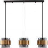 Lampa wisząca szklana glamour na listwie Nanno III szkło dymione/mosiądz