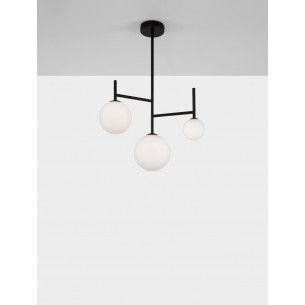 Lampa sufitowa szklane kule Hide Ball III opal/czarny 2