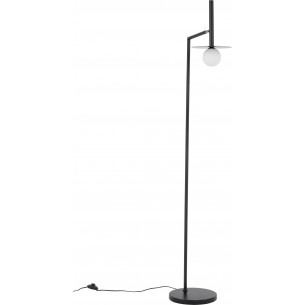 Morgan opal&amp;black glass globe designer floor lamp