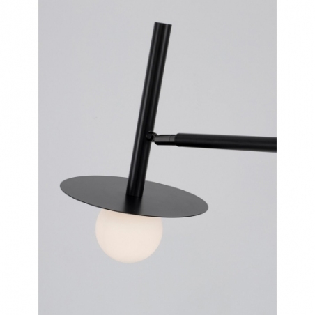 Stylowa Lampa podłogowa szklana kula designerska Morgan opal/czarny do salonu i sypialni