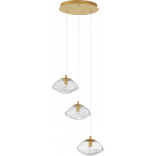 Crushed III transparent&amp;brass glamour glass pendant lamp