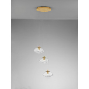 Lampa wisząca szklana glamour Crushed III przeźroczysty/mosiądz 2