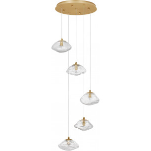 Crushed V transparent&amp;brass glamour glass pendant lamp