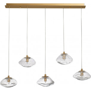 Crushed Va transparent&amp;brass glass glamour pendant lamp