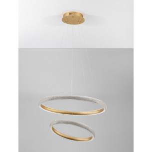 Lampa wisząca glamour z kryształkami Sando LED 59cm mosiężna 2