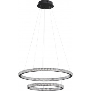 Bueno LED 60.5cm black circle crystal pendant lamp