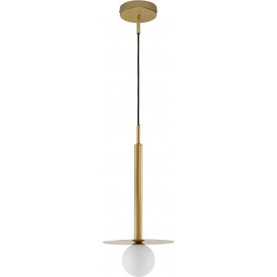 Lampa wisząca szklana kula glamour Hide Ball 22cm opal/mosiądz