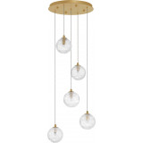 Lampa wisząca szklane kule glamour Nebuu V przeźroczysty/mosiądz