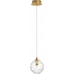 Lampa wisząca szklana kula glamour Nebuu 12cm przeźroczysty/mosiądz