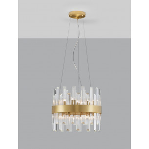 Lampa wisząca kryształowa glamour Taja 35cm przeźroczysty/satynowe złoto 2