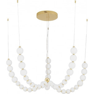 Lampa wisząca szklane kule glamour Moti LED 118cm biały opal/złoty