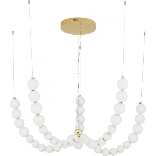 Moti LED 118cm white opal&amp;gold glamour glass globes pendant lamp