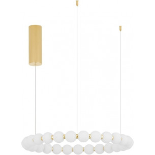 Moti LED 62cm white opal&amp;gold glamour glass balls pendant lamp