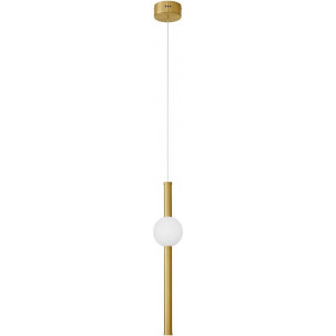 Ball stripe LED 12cm gold&amp;opal glamour pendant light