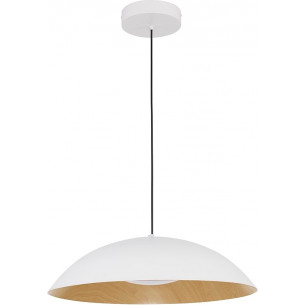 Classy LED 60cm white&amp;wood scandinavian pendant lamp