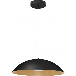 Classy LED 60cm black&amp;wood scandinavian pendant lamp