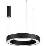Cole LED 60cm black round pendant lamp with remote control